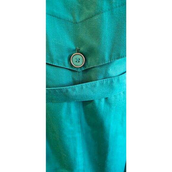 Vintage London Fog PRISTINE Belted‎ Trench Coat Women Size 10 Petite Green - Picture 3 of 11